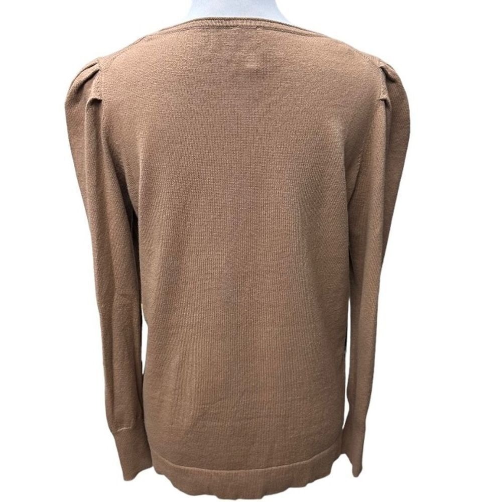 Anne Klein Women's Brown Puff Sleeve Cashmere Blend Pullover Sweater Size M Lux - Picture 5 of 13